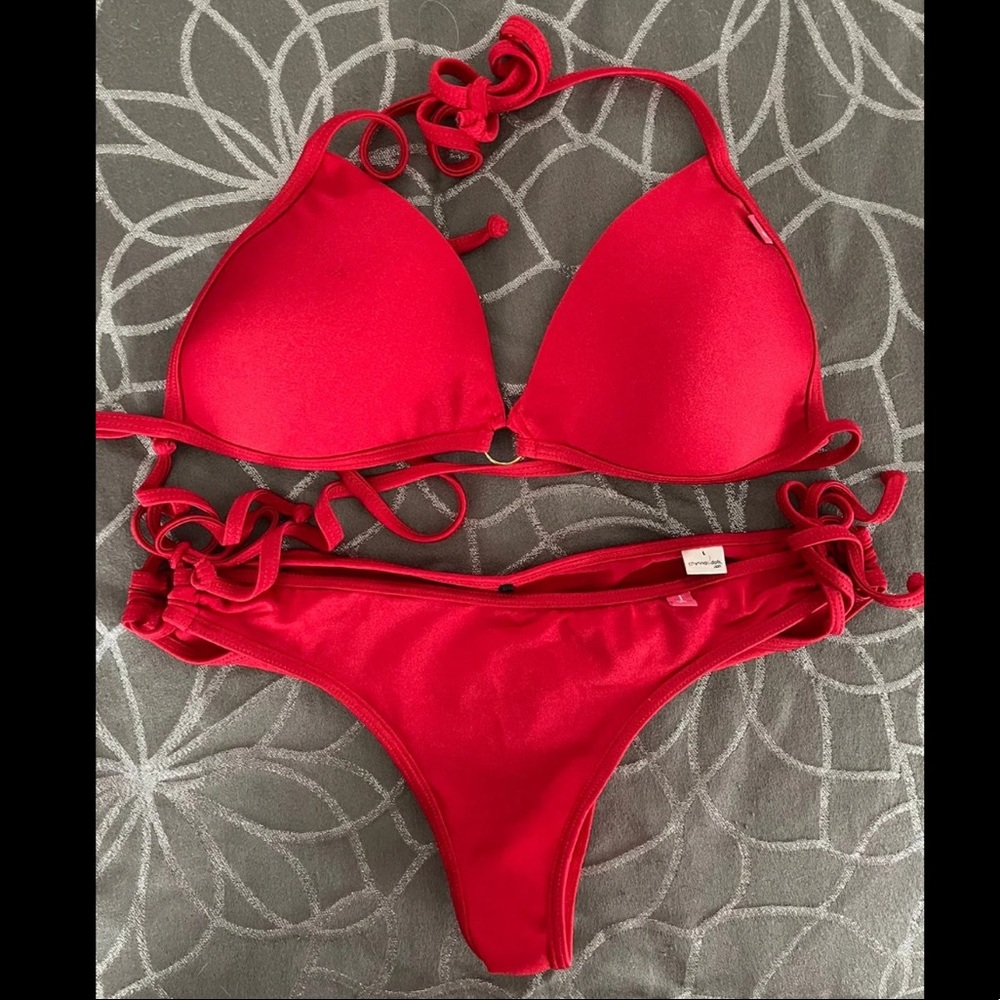 Chynna Dolls Red Scrunch Bottom Bikini